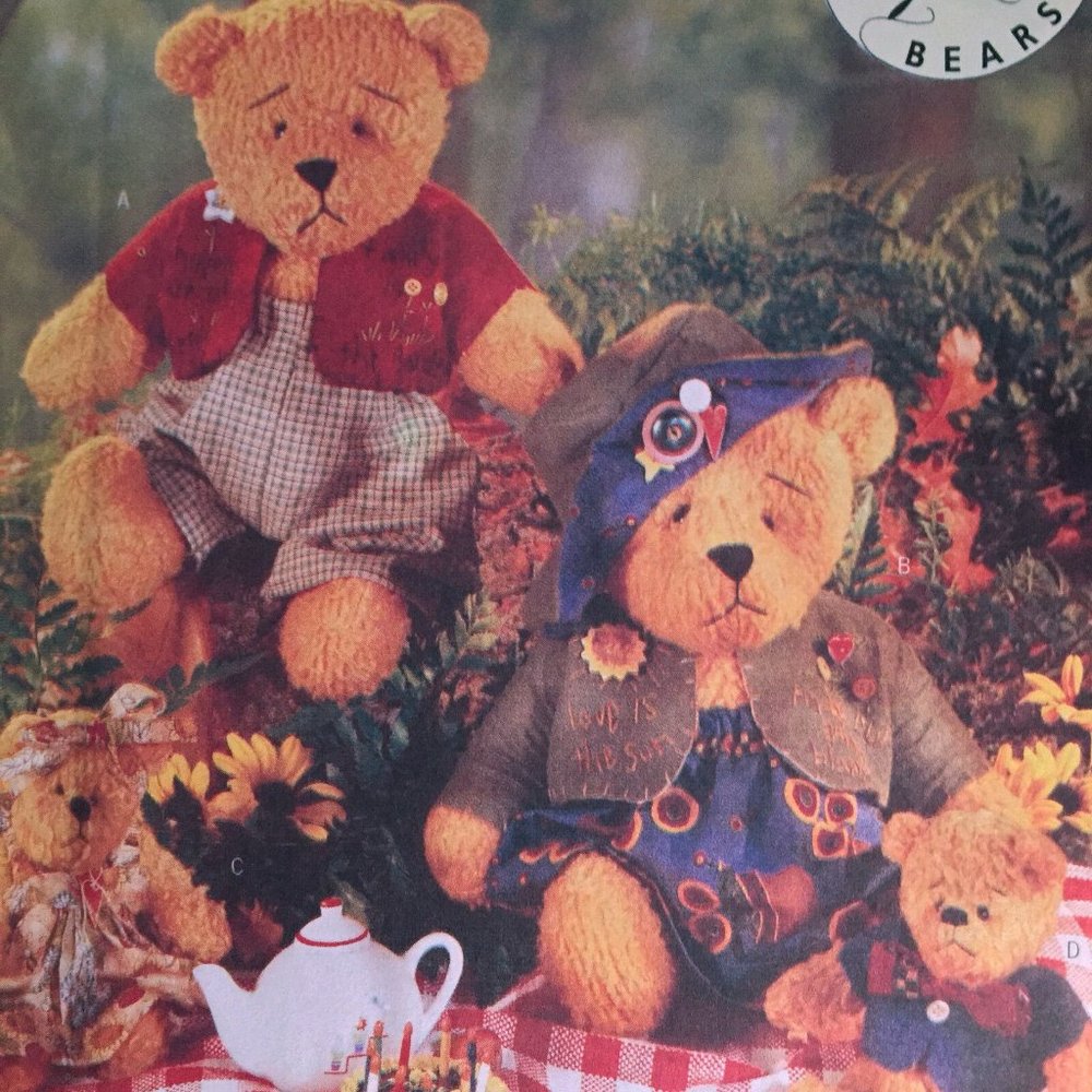 Butterick Beardeaux Bear Family Sewing Craft Pattern 5029 4 Bears and Clothes UC - Picture 2 of 5